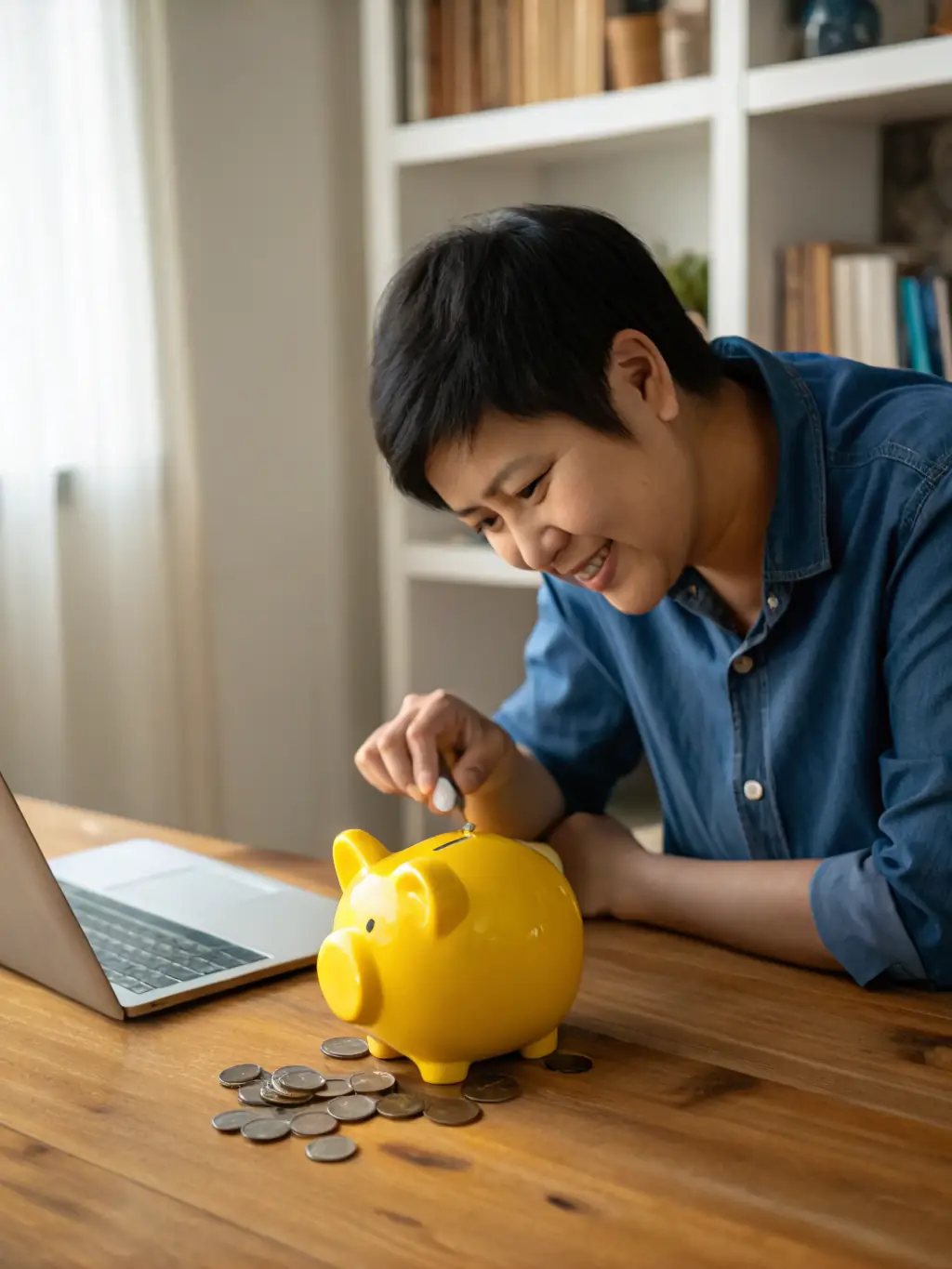 A person carefully placing building blocks, each labeled with a financial goal like 'Emergency Fund', 'Insurance', and 'Investments', symbolizing the construction of financial security.